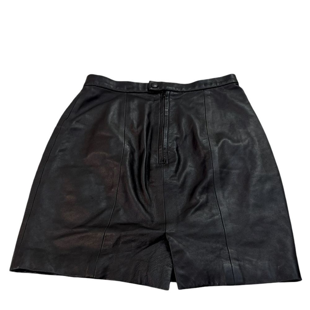 Vintage John Michael Black Leather Mini Skirt Small